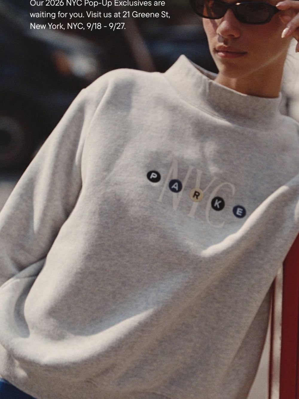 NYC Parke Embroidered Mock-Neck Sweatshirt - Light Gray - S/M